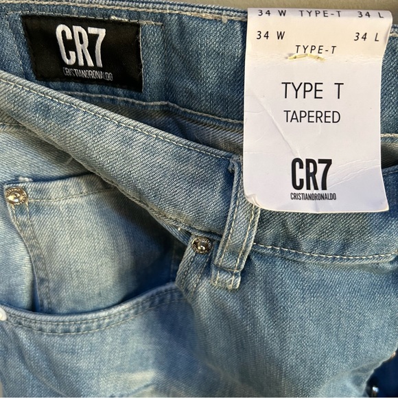 CR7 Cristiano Ronaldo~Type T Tapered Distressed Heavy Rip Button Fly Jeans ~34W - Picture 3 of 15